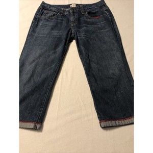 Joie Women’s Jeans Blue Red Accented Stretch Capri Button Fly Size 28